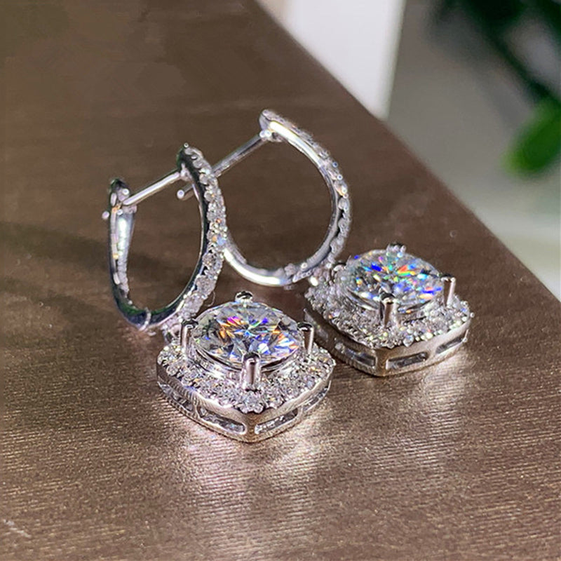 Boucles d'oreilles pendantes moissanite certifiées 3ct 6,5 mm