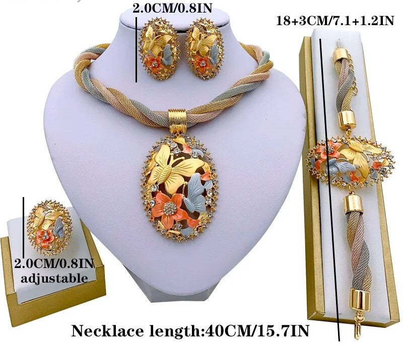 Ensemble de bijoux de fête plaqué or (4 pièces)