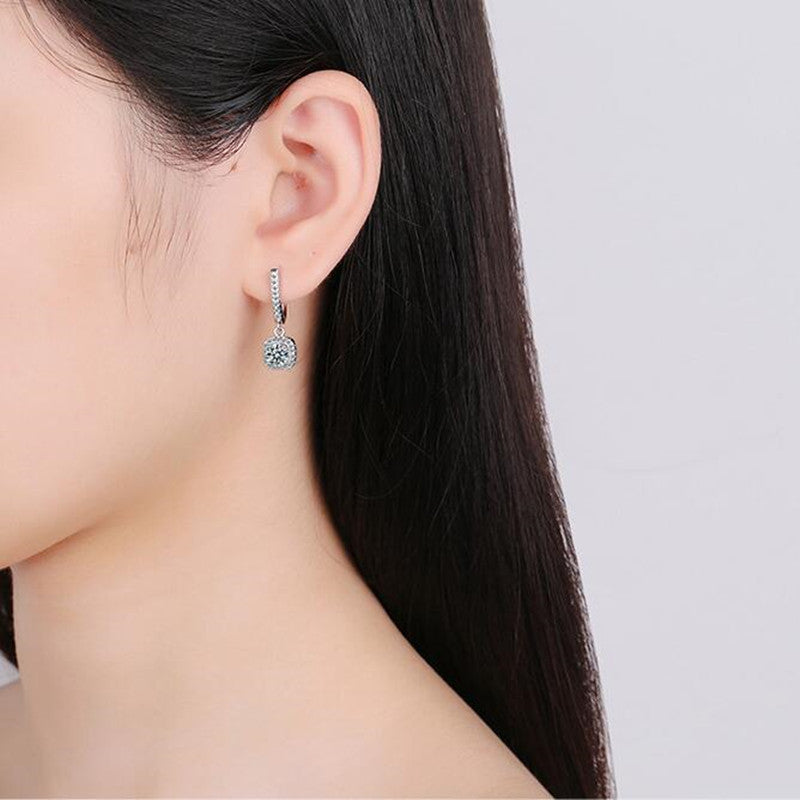 Boucles d'oreilles pendantes moissanite certifiées 3ct 6,5 mm