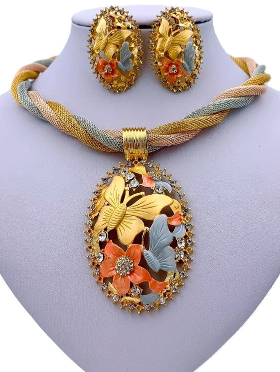 Ensemble de bijoux de fête plaqué or (4 pièces)