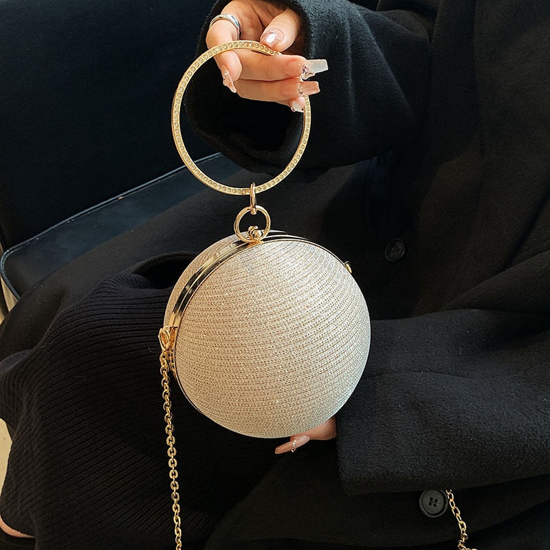 Luxury Round Ball Metal Evening Clutch