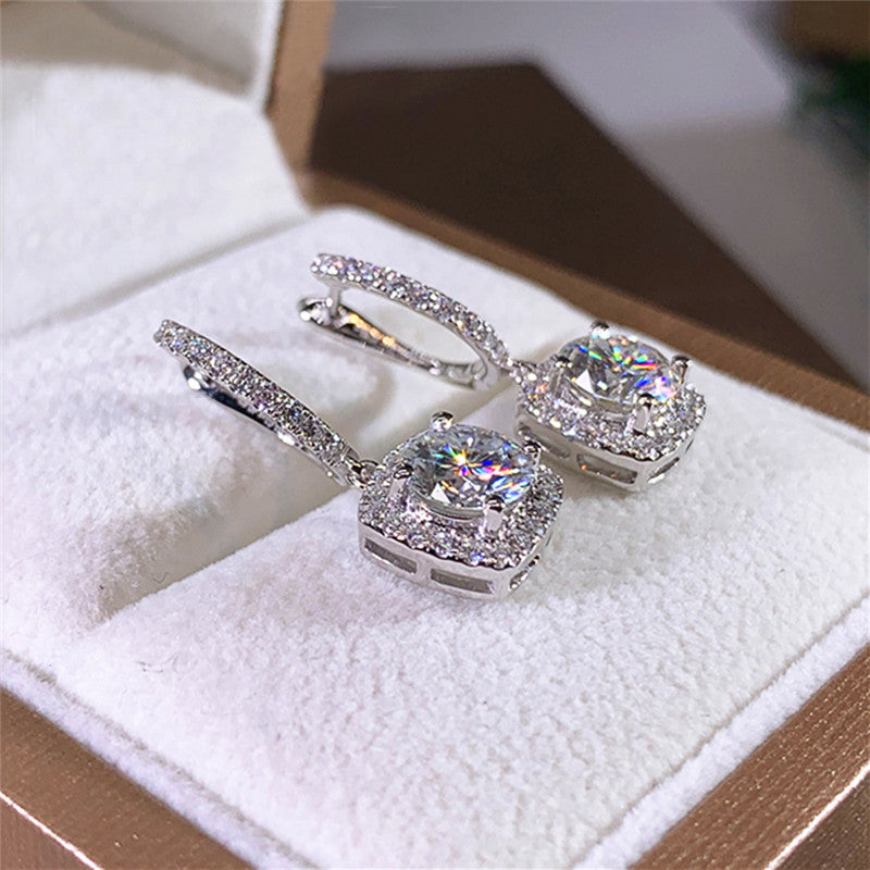 Boucles d'oreilles pendantes moissanite certifiées 3ct 6,5 mm