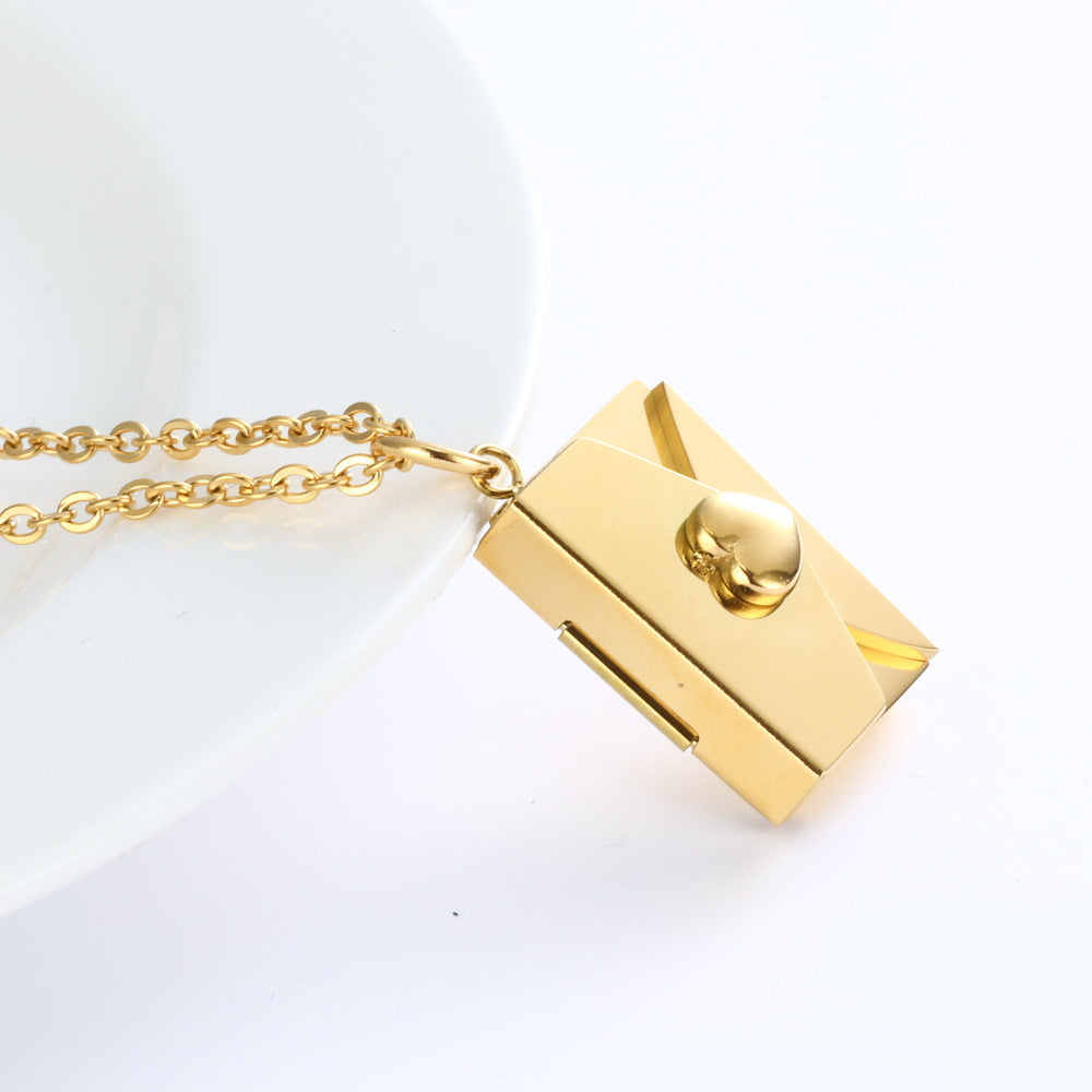 Bijoux collier unisexe enveloppe coeur