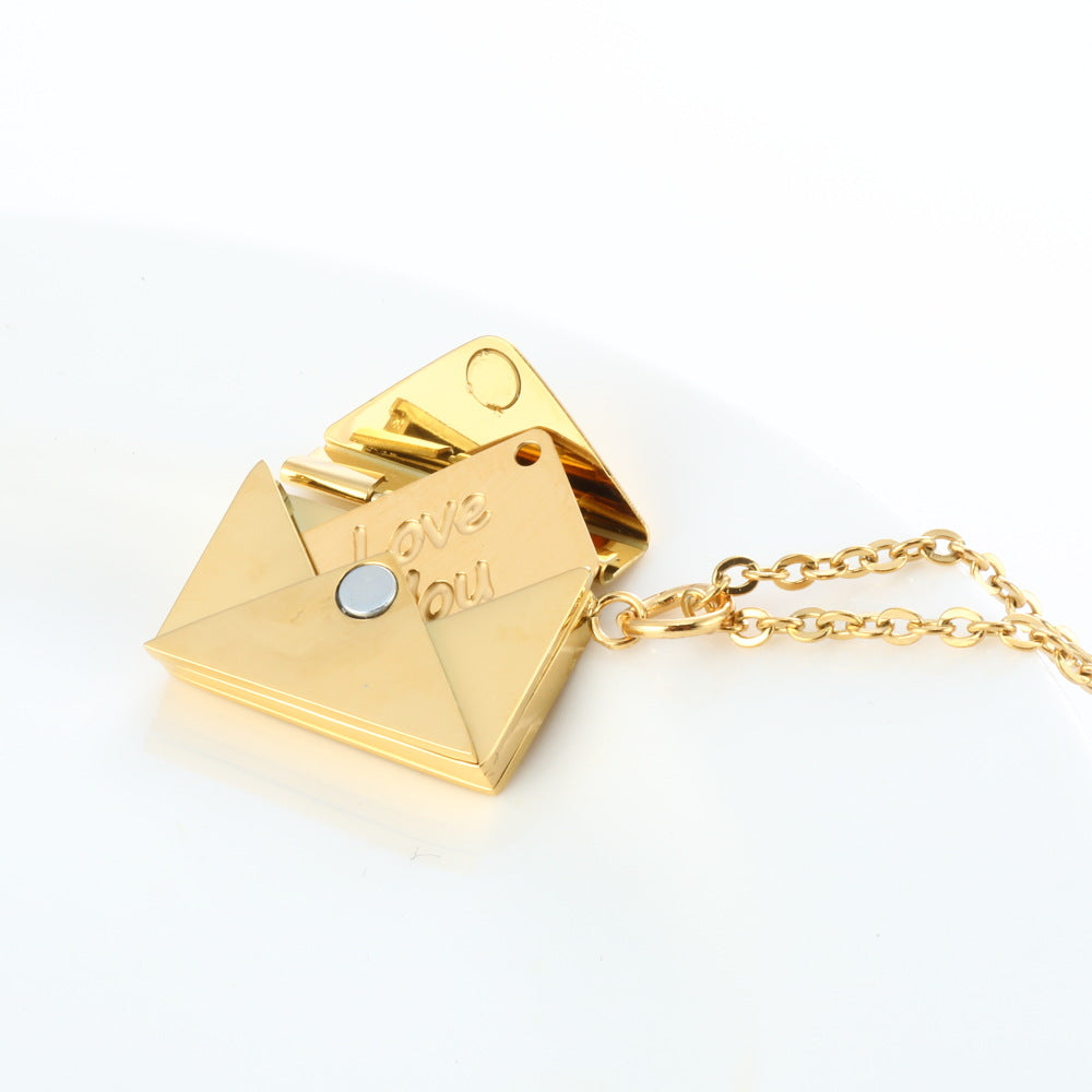 Bijoux collier unisexe enveloppe coeur