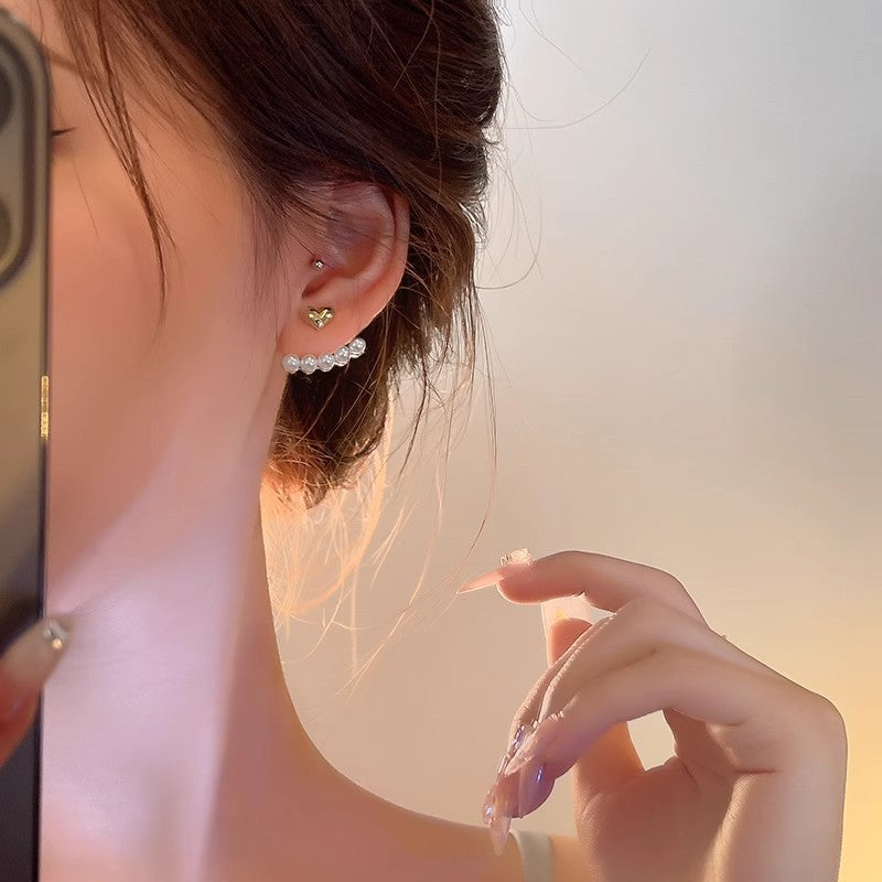 Boucles d'oreilles à tige en argent avec petites perles et aiguilles