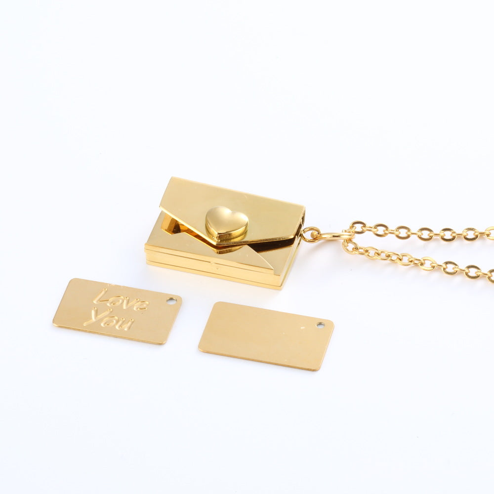 Bijoux collier unisexe enveloppe coeur
