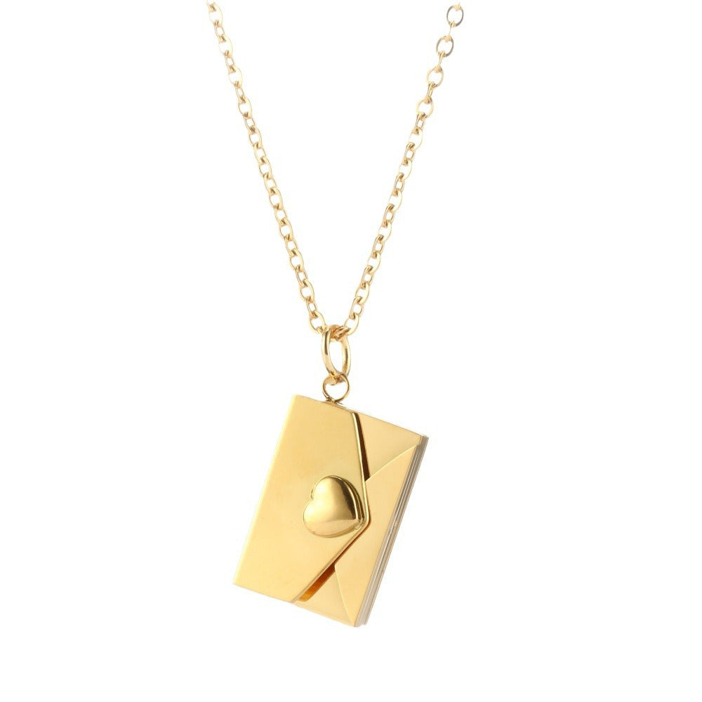 Bijoux collier unisexe enveloppe coeur