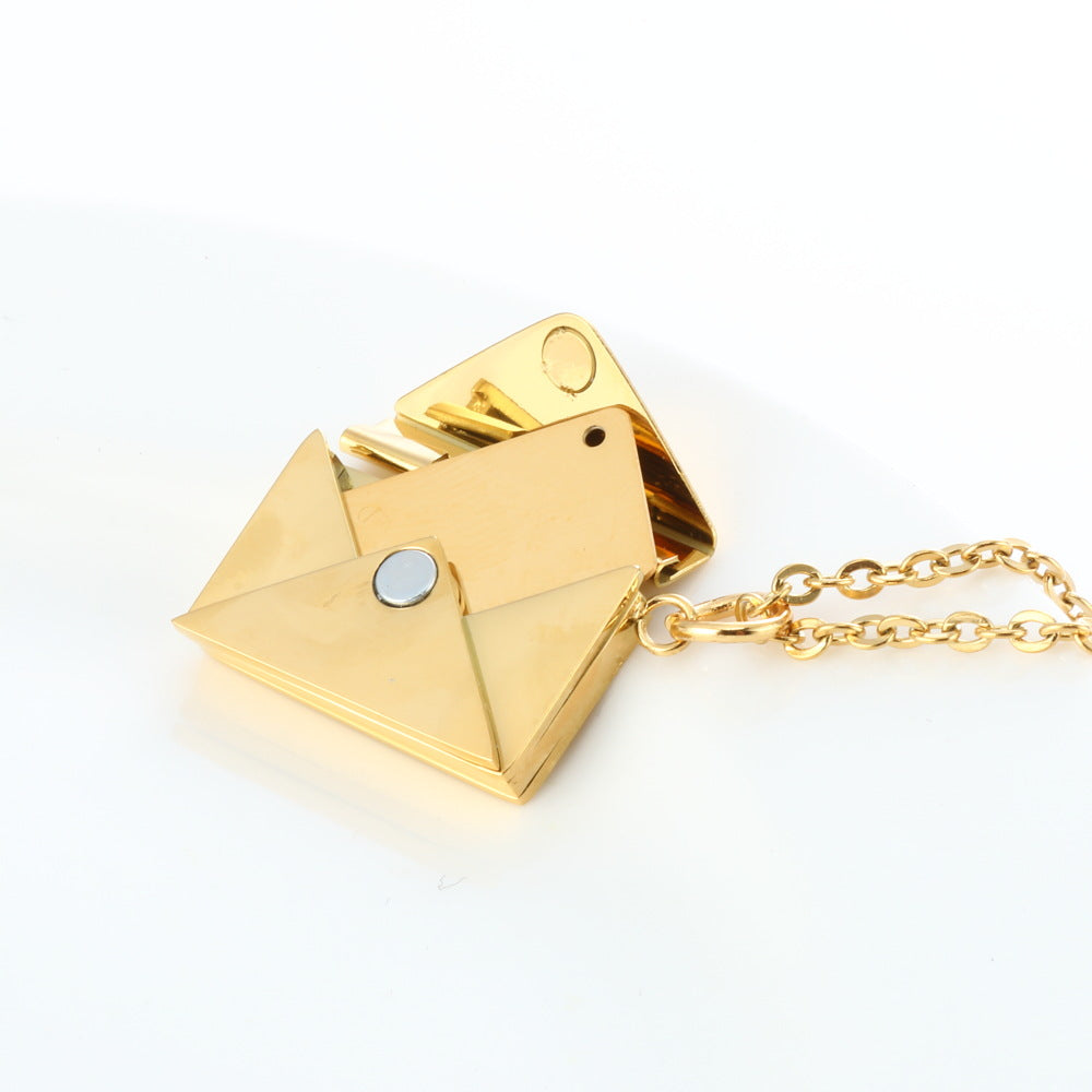 Bijoux collier unisexe enveloppe coeur