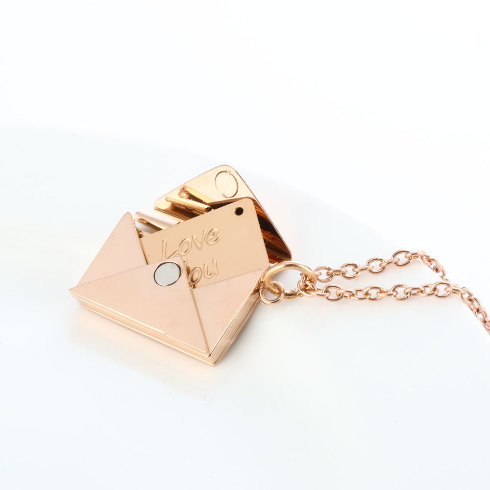 Bijoux collier unisexe enveloppe coeur