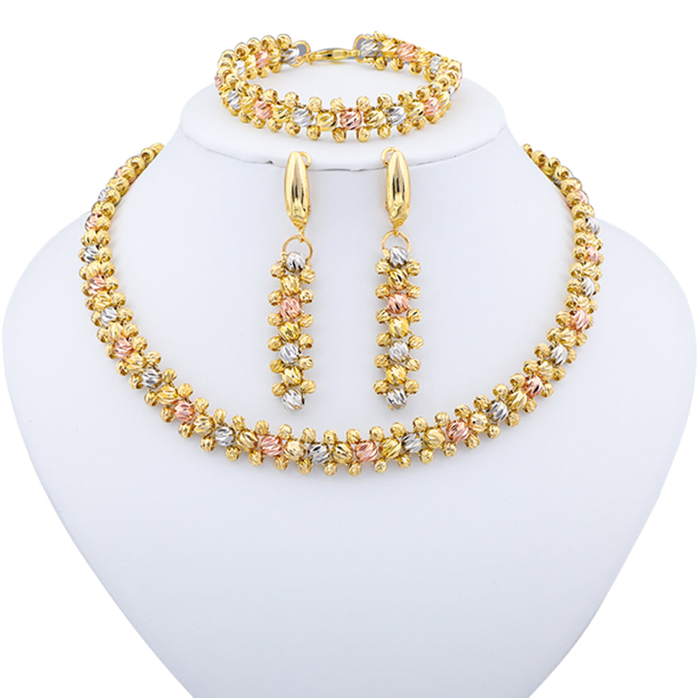 3 Pcs Colorful Necklace Earrings Bracelet Jewelry Set