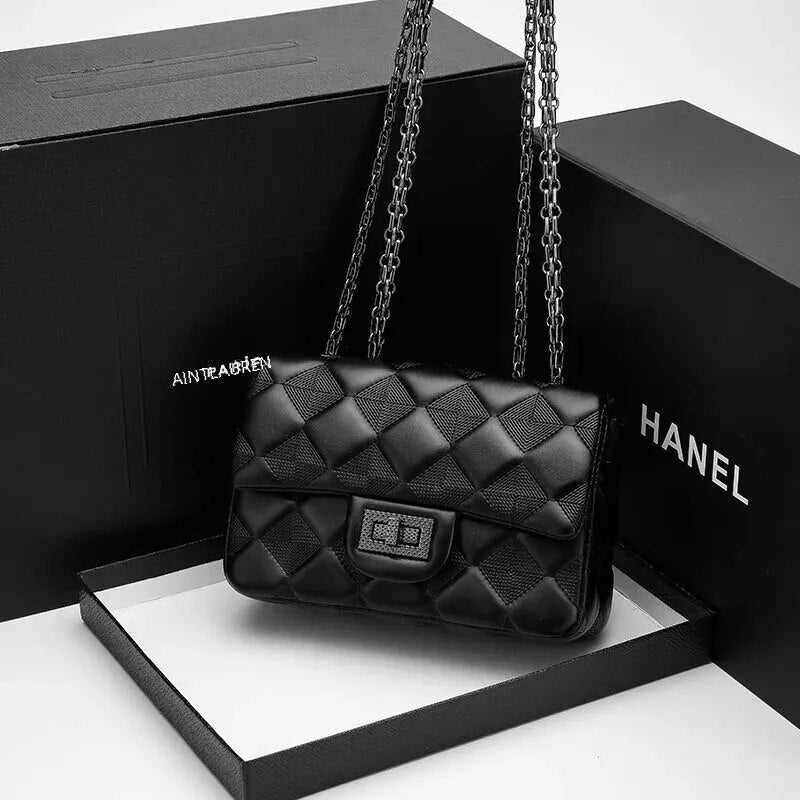 Sac à chaîne bandoulière brodé en cuir de haute qualité