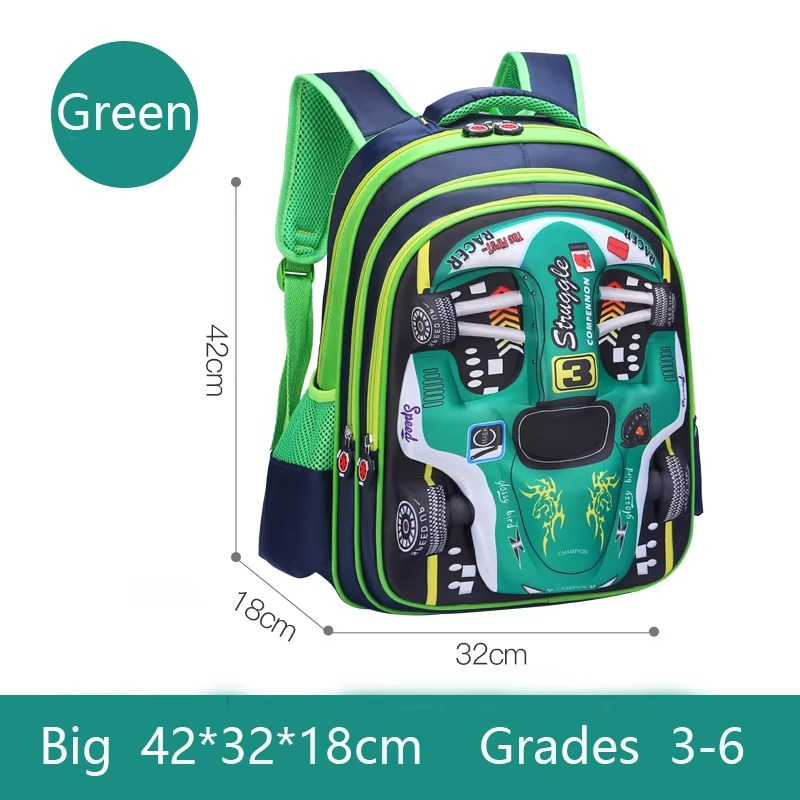 3D Car Backpack for Kids β Waterproof Preschool & Primary School Bag for Boys & Girls, Lightweight, Red/Blue, S/M/L Sizes