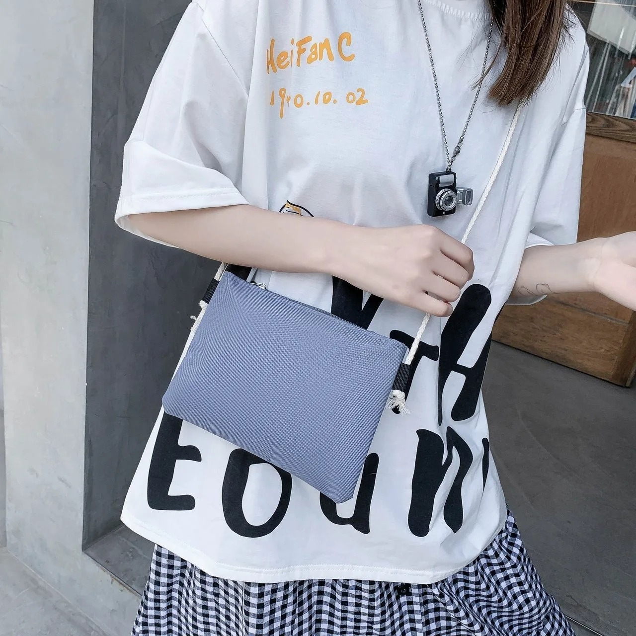 4-Piece Korean Style Canvas Backpack Set for Women – Large Capacity School Bag with Shoulder Bag, Pouch & Tote