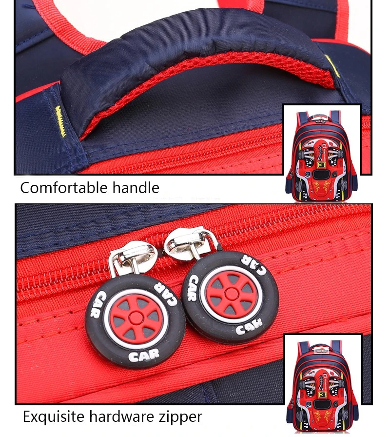 3D Car Backpack for Kids β Waterproof Preschool & Primary School Bag for Boys & Girls, Lightweight, Red/Blue, S/M/L Sizes