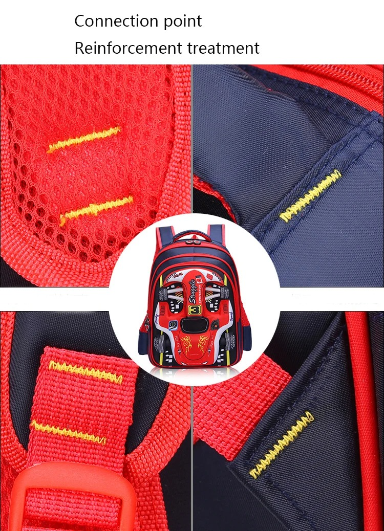3D Car Backpack for Kids β Waterproof Preschool & Primary School Bag for Boys & Girls, Lightweight, Red/Blue, S/M/L Sizes