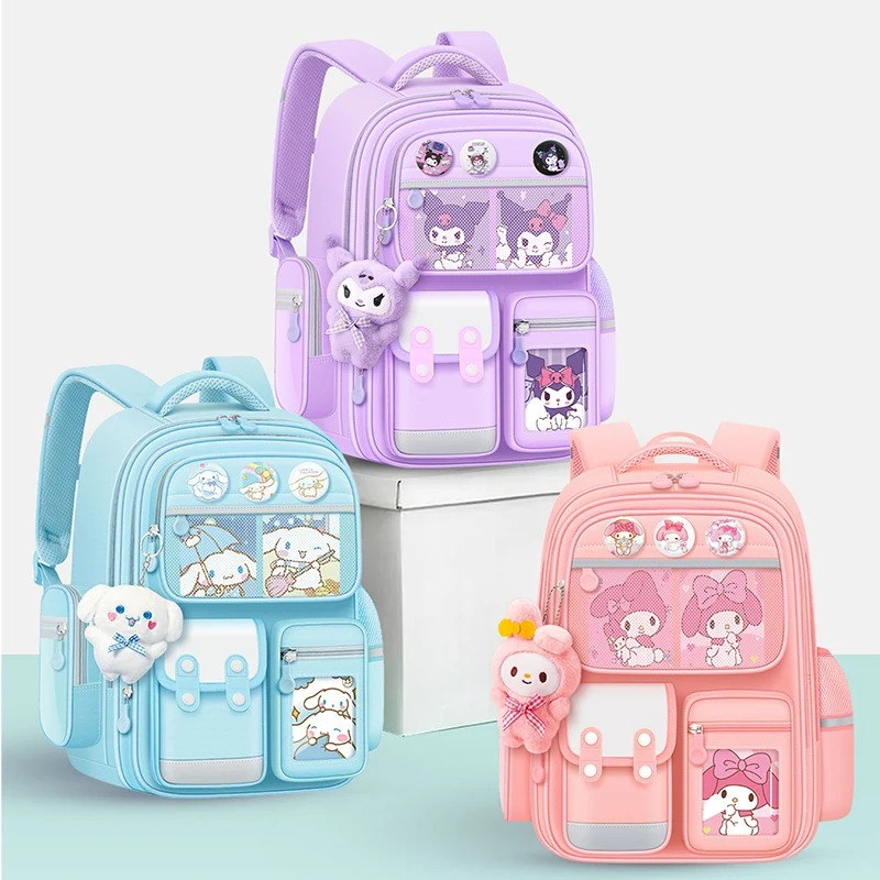 Cinnamoroll & Kuromi Kids School Backpack Set β Cute Anime My Melody Pochacco Bag for Girls, Large Capacity