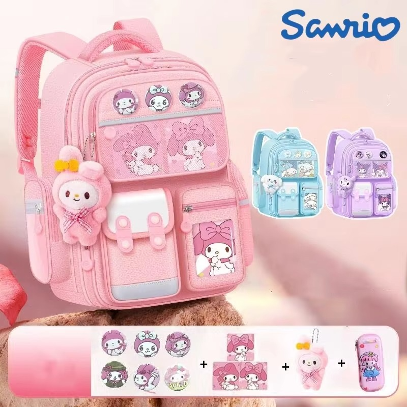 Cinnamoroll & Kuromi Kids School Backpack Set β Cute Anime My Melody Pochacco Bag for Girls, Large Capacity