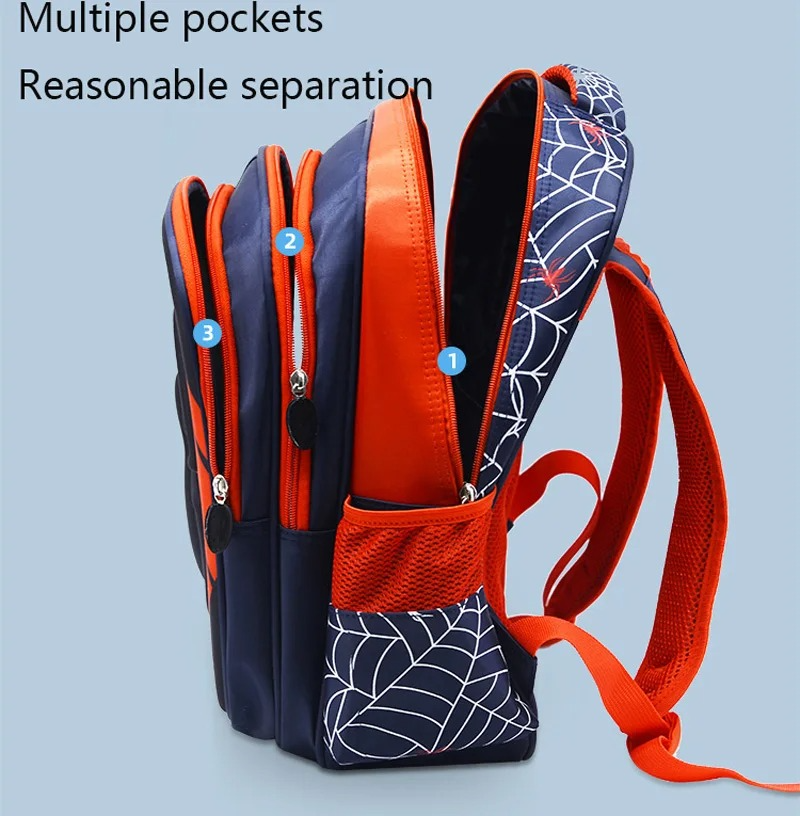 Spider Cartoon Kids School Backpack & Pencil Case Set – Waterproof Primary Bag for Boys & Girls