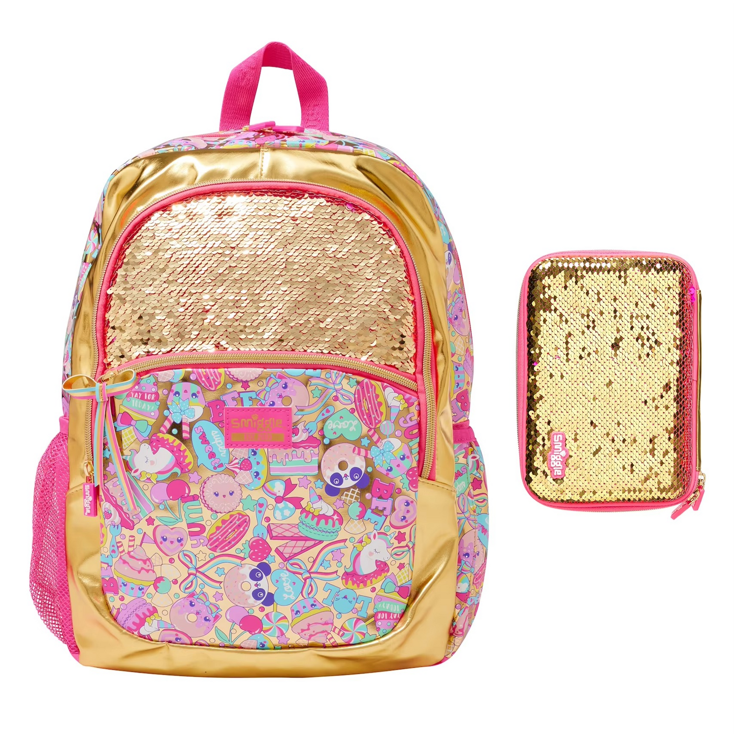 Golden Smiggle Style Kids School Backpack Set – Student Bag, Pencil Case & Lunch Bag Gift