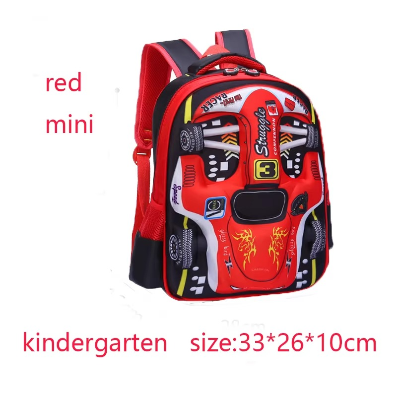 3D Car Backpack for Kids β Waterproof Preschool & Primary School Bag for Boys & Girls, Lightweight, Red/Blue, S/M/L Sizes