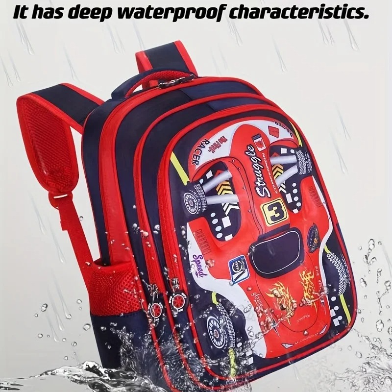 3D Car Backpack for Kids β Waterproof Preschool & Primary School Bag for Boys & Girls, Lightweight, Red/Blue, S/M/L Sizes