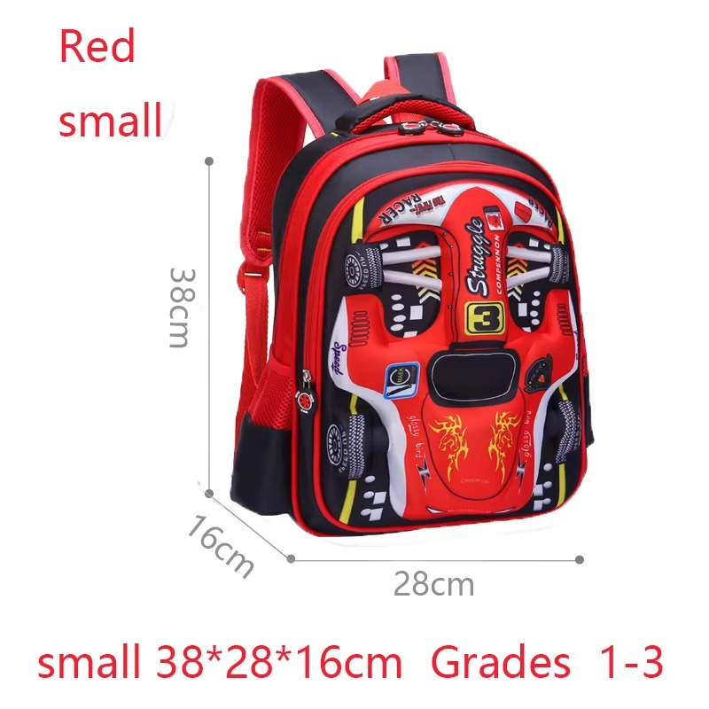 3D Car Backpack for Kids β Waterproof Preschool & Primary School Bag for Boys & Girls, Lightweight, Red/Blue, S/M/L Sizes