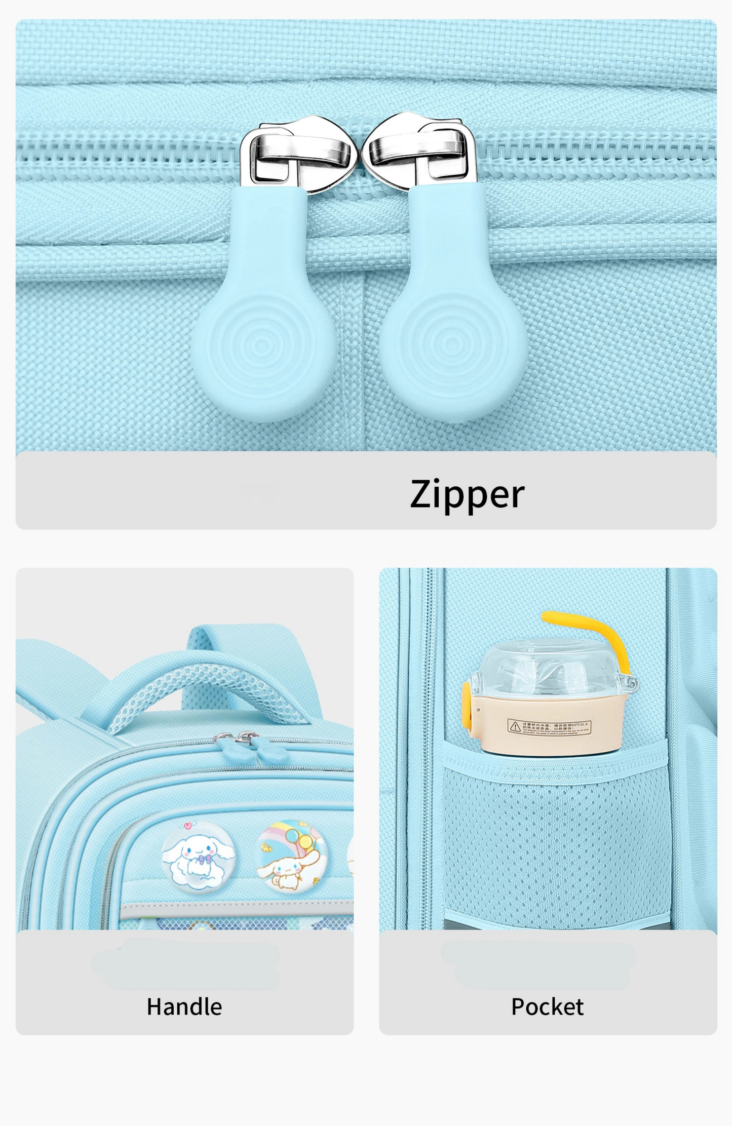 Cinnamoroll & Kuromi Kids School Backpack Set β Cute Anime My Melody Pochacco Bag for Girls, Large Capacity