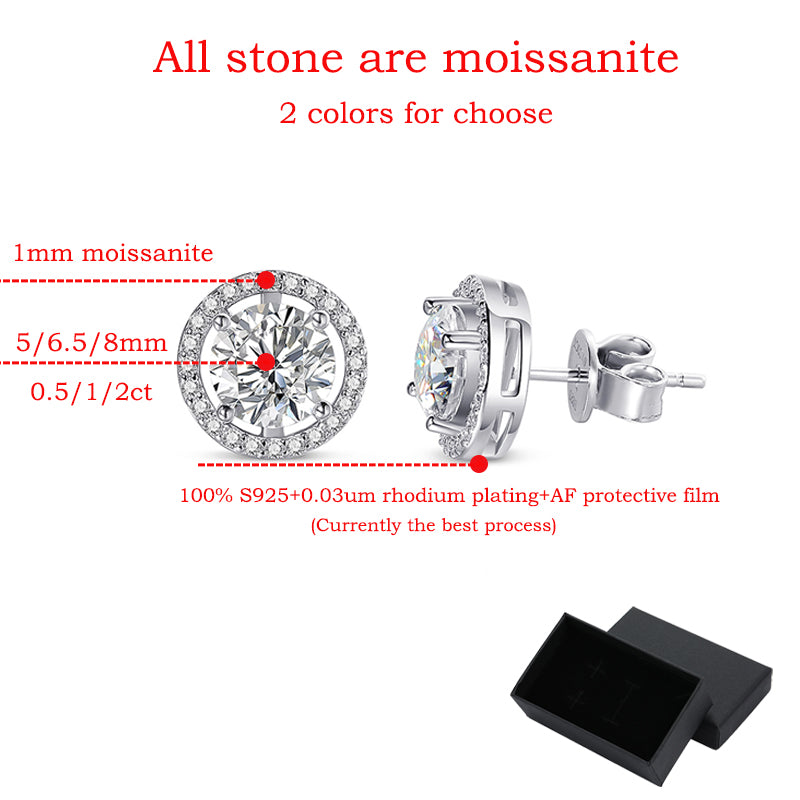 Certified Moissanite Stud Earrings