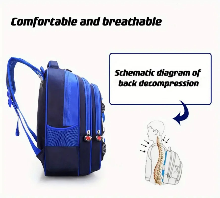 3D Car Backpack for Kids β Waterproof Preschool & Primary School Bag for Boys & Girls, Lightweight, Red/Blue, S/M/L Sizes