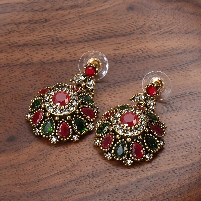 Ensembles de bijoux, collier, boucles d'oreilles et bagues en cristal de fleur de mariée ethnique, 4 pièces