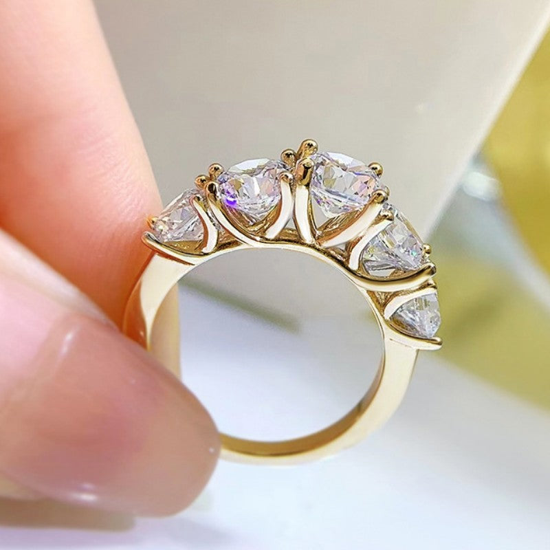 5 Stone Moissanite Sparkling Wedding