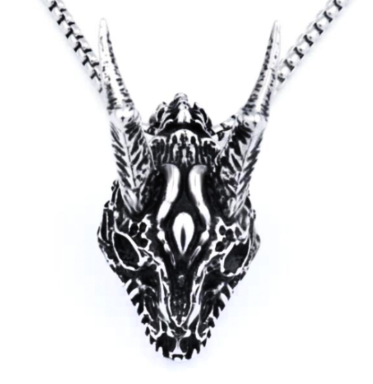 Collier en acier inoxydable avec pendentif en corne longue