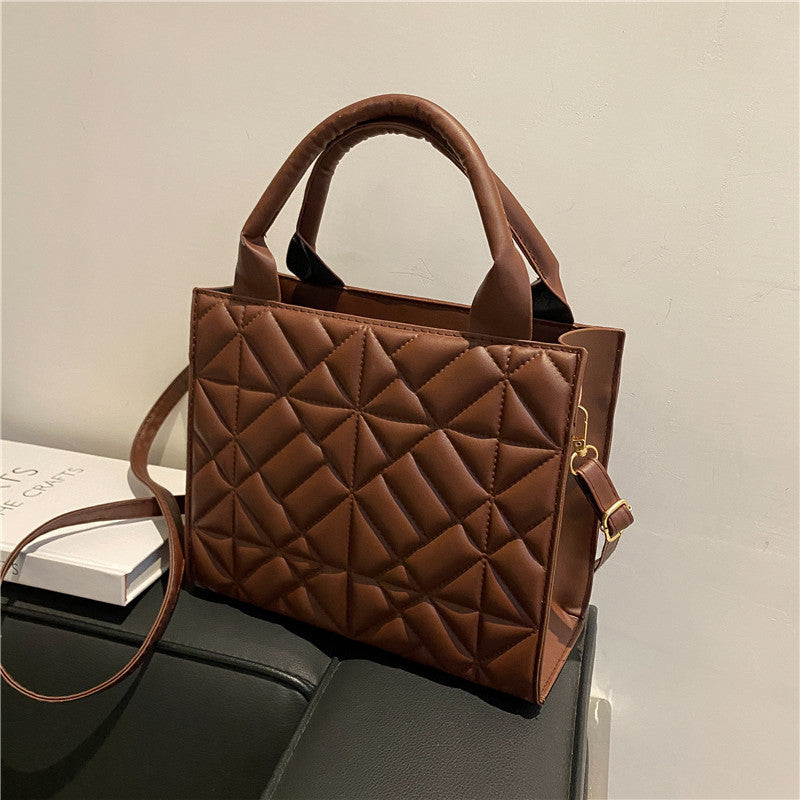 Retro PU Leather Large Capacity Shoulder Bag for Women – Simple & Stylish Handbag with Double Straps