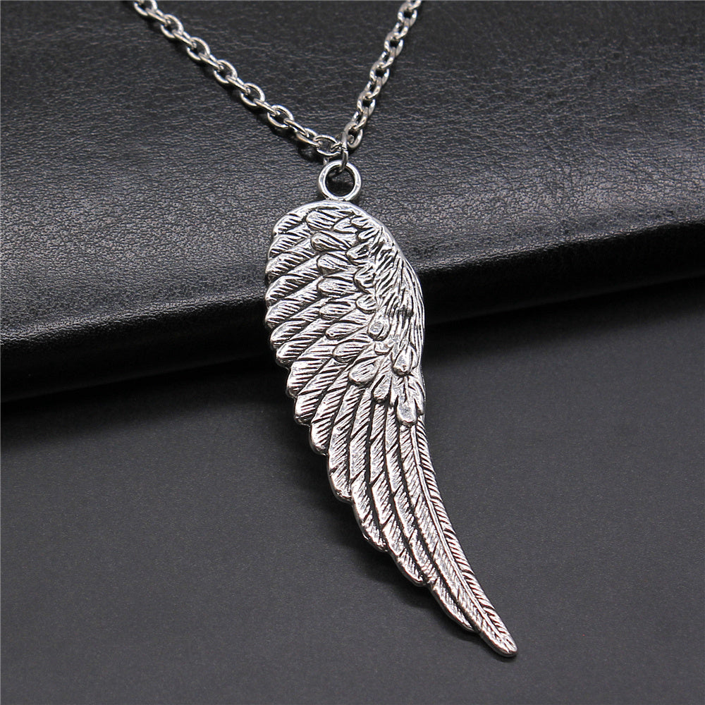 Chaîne et pendentif unisexe en plumes d'ailes d'oiseaux
