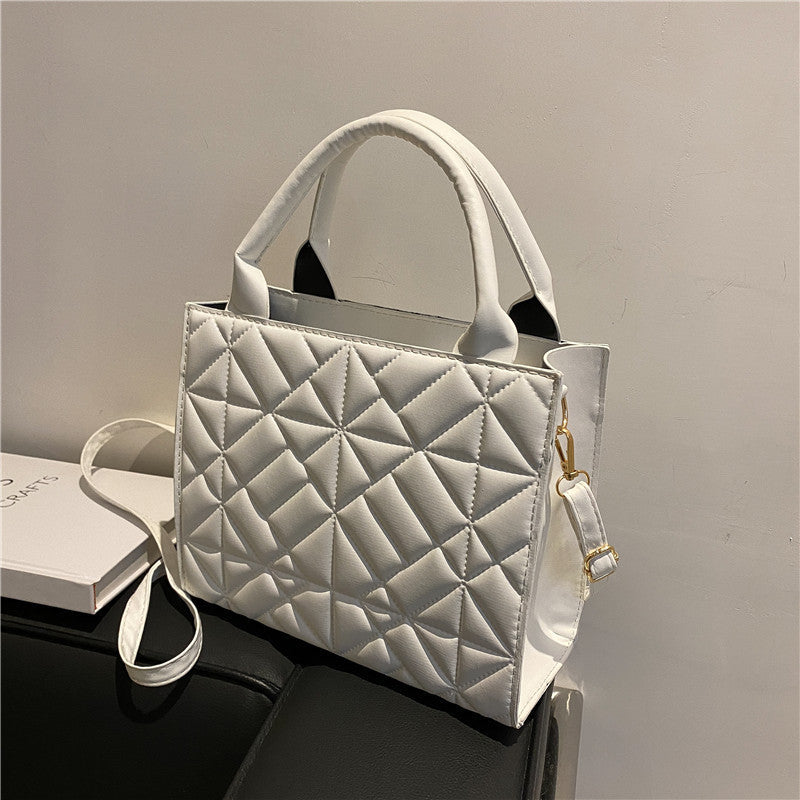 Retro PU Leather Large Capacity Shoulder Bag for Women – Simple & Stylish Handbag with Double Straps