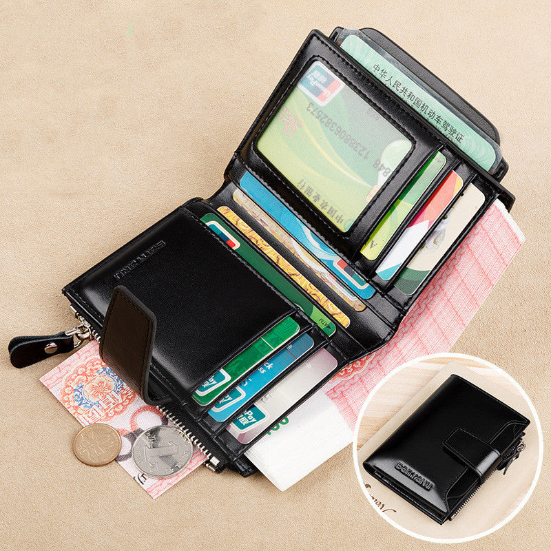 Anti-theft Swiping Short Vintage Wallet