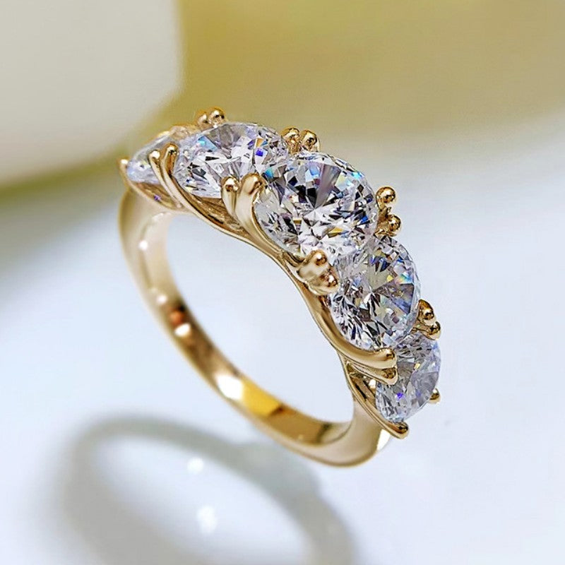 5 Stone Moissanite Sparkling Wedding