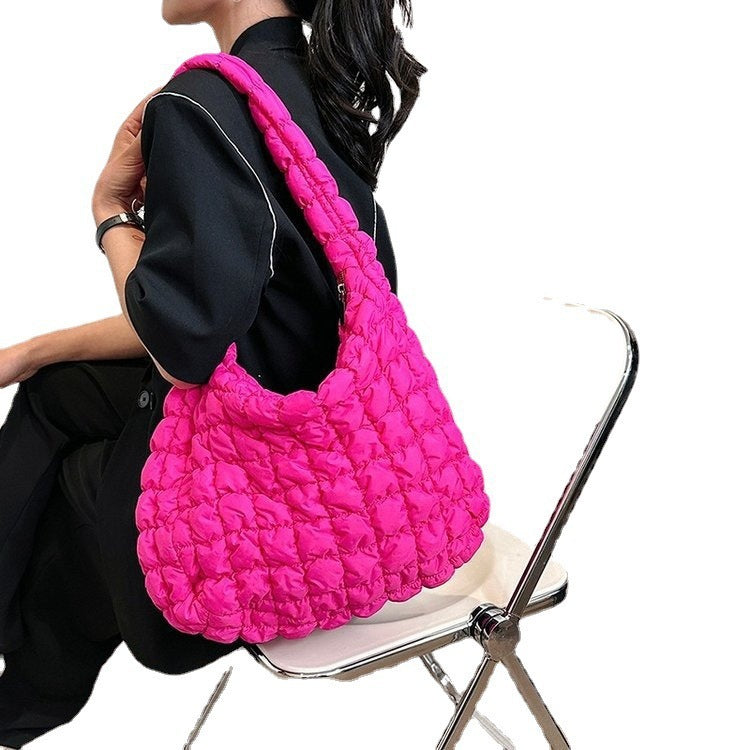 Pleated Cloud Bag β Large Capacity Fashion Shoulder Tote, Silk Texture, Macaron Colors