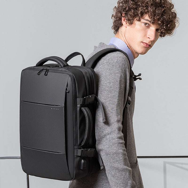 Men’s Waterproof Business Travel Laptop Backpack – 16” Expandable Oxford Bag with USB & Large Capacity