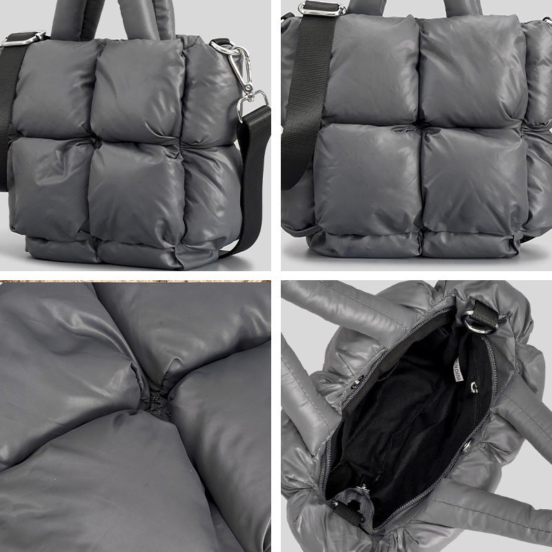 Winter Down Cotton Shoulder Bag – Soft Lightweight Crossbody Tote for Daily Use