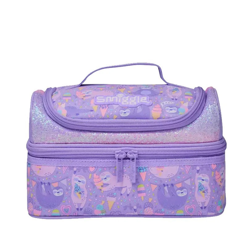 Sleepy Sloth Cartoon Backpack Set β Smiggle-Style Large School Bag with Lunch Bag, Pencil Case, Water Bottle & More for Kids