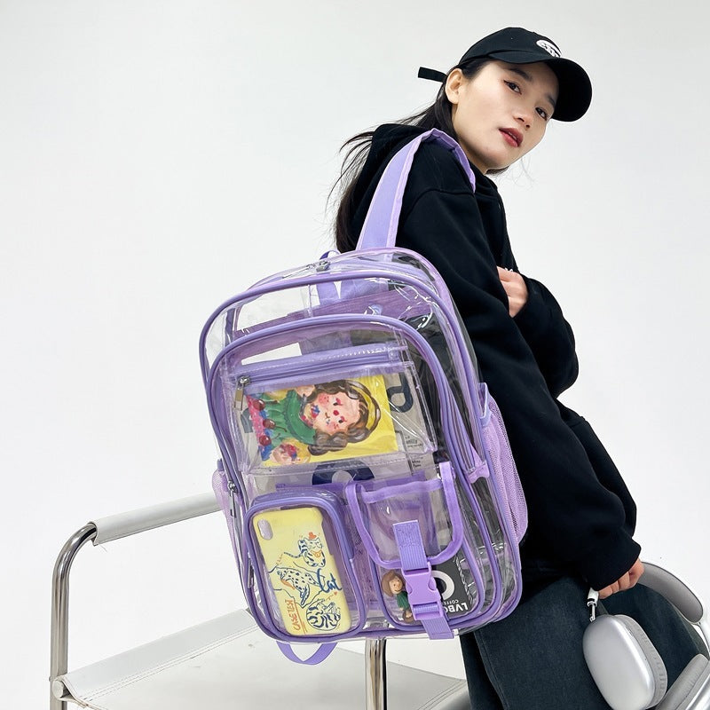 Transparent PVC School Backpack – Large Capacity Waterproof Clear Bag for Students