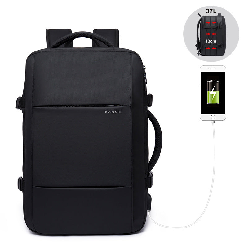 Men’s Waterproof Business Travel Laptop Backpack – 16” Expandable Oxford Bag with USB & Large Capacity