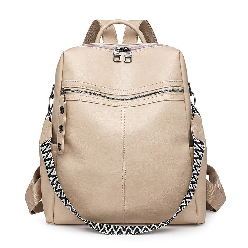 Minimalist PU Leather Backpack – Large Capacity Retro Travel Bag for Women