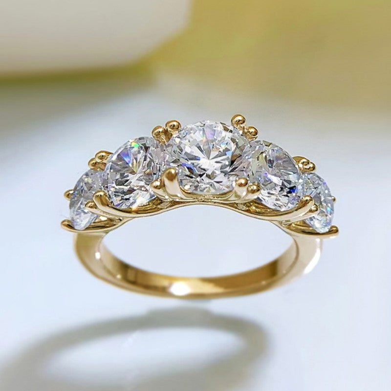 5 Stone Moissanite Sparkling Wedding