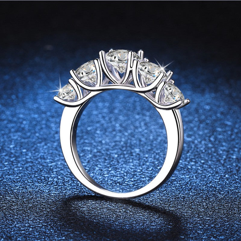 5 Stone Moissanite Sparkling Wedding