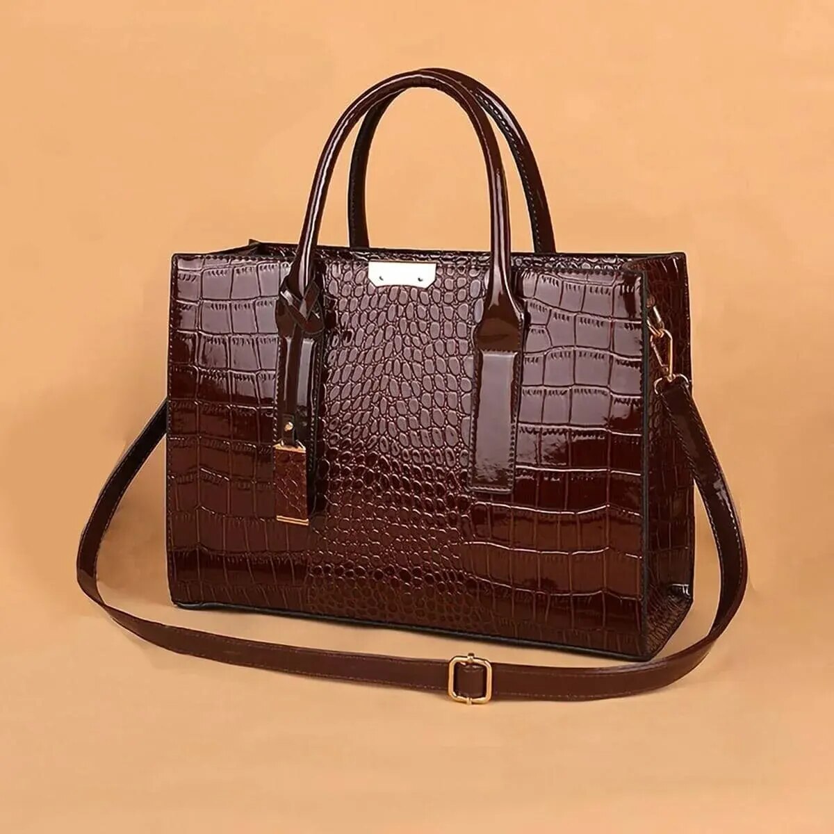 Sac à main de luxe en PU motif crocodile-AE