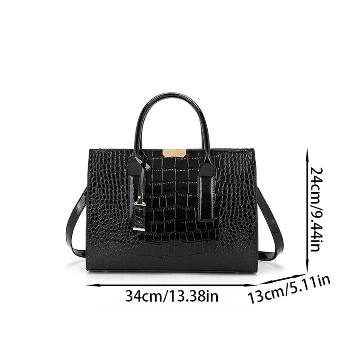Sac à main de luxe en PU motif crocodile-AE