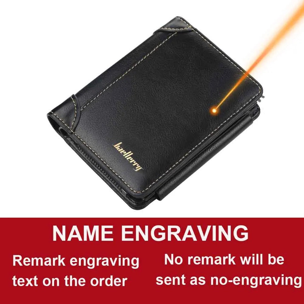Personalized Name Men High Quality Zipper Wallets