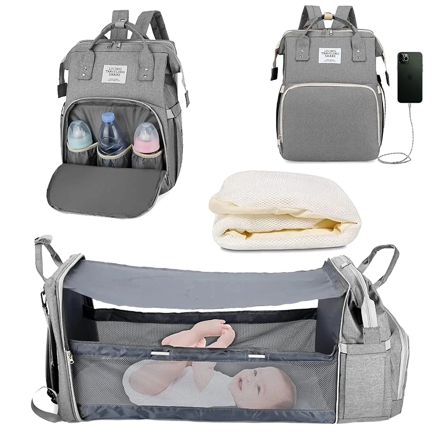Diaper Bag Backpack Baby and Travel Bed